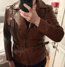 braune Lederjacke Damen 100% Lamm