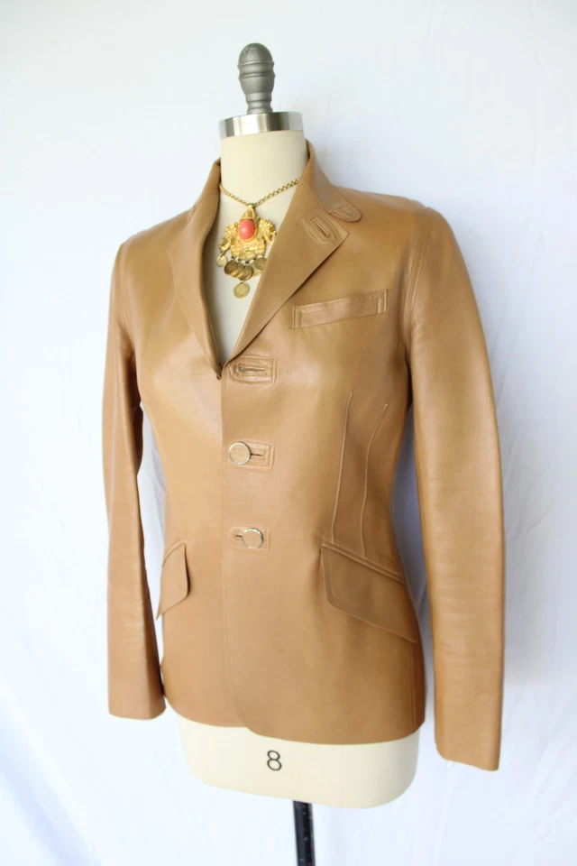 Blazer abrigo deportivo chaqueta de vestir Ralph Lauren etiqueta negra colección cuero tostado Foto 2 de 4