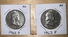 2 Beautiful Ben Franklin Half Dollars, 1962 D And 1962 P Lot Of 2 Beautiful