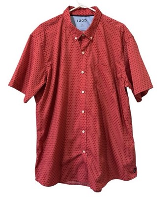 Izod Short Sleeved Mens XXL  Button Down Shirt  Anchor Print Preppy Golf Career
