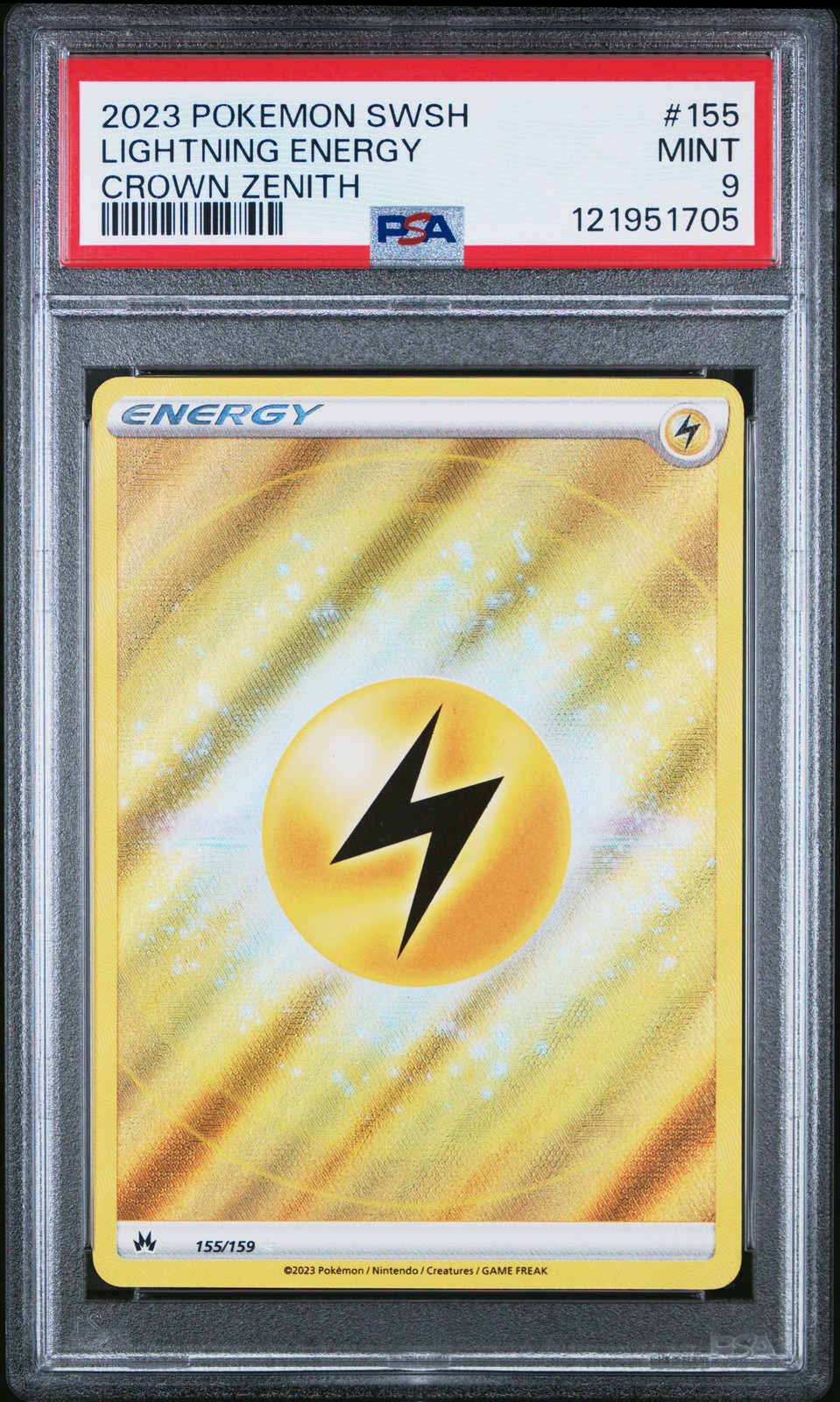 2023 POKEMON SWORD & SHIELD CROWN ZENITH #155 LIGHTNING ENERGY PSA 9