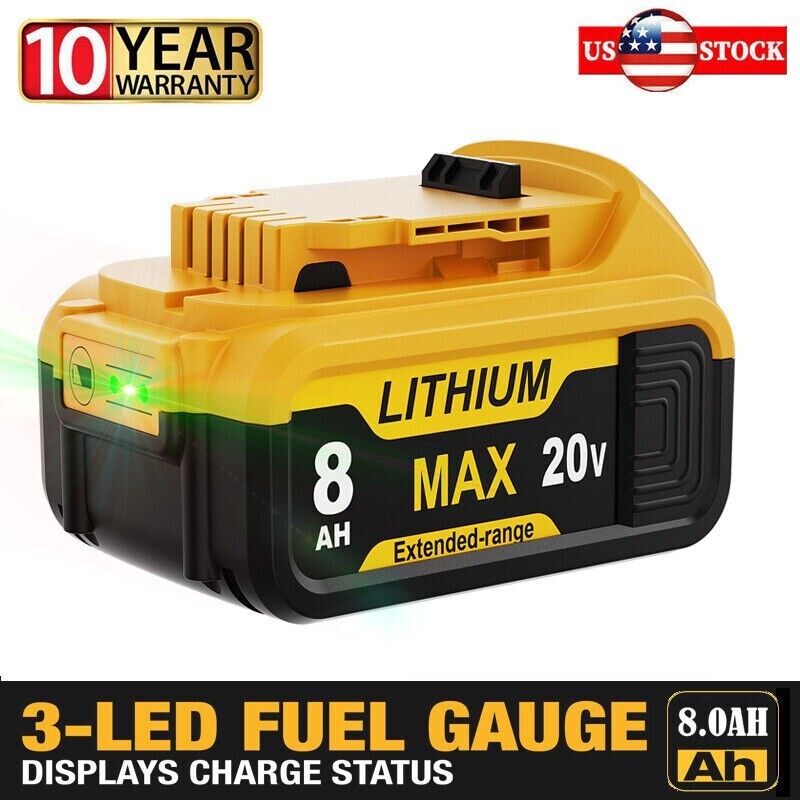 6-Pack DCB200 8000mAh Replacement Battery For Dewalt 20V Tools – Compatible With DCB201, DCB206, DCB207 & Chargers