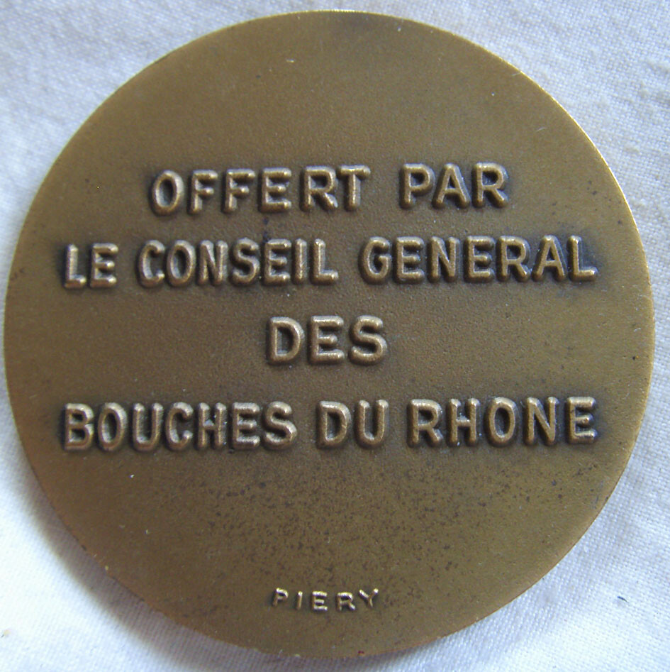 Médaille Bronze – Conseil Général Des Bouches-du-Rhône – Commission Des Sports