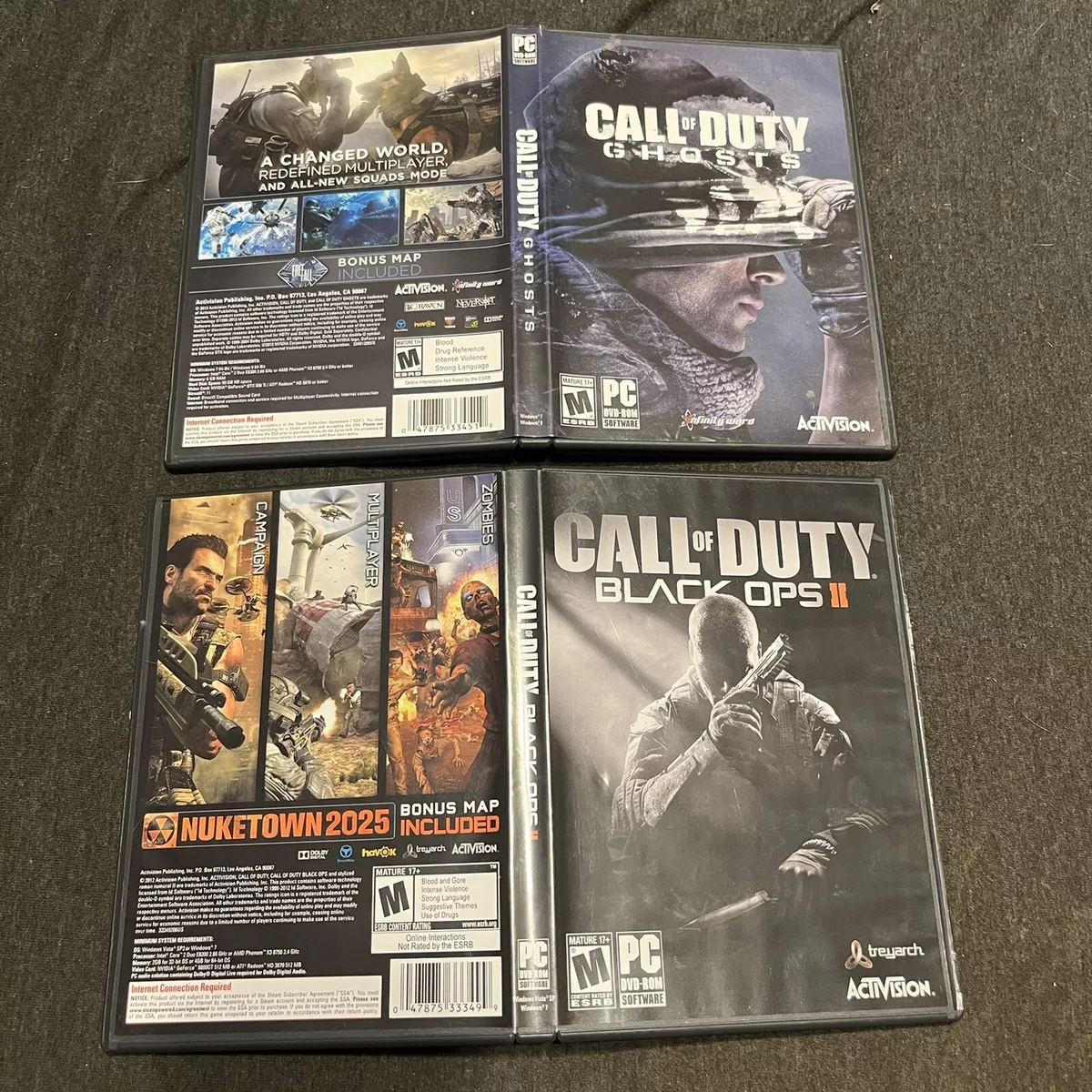 Lot of 2 Call of Duty: Ghosts (PC, 2013) & Black Ops II (PC, 2012