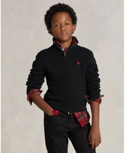POLO RALPH LAUREN Black Quarter Zip Neck Stretch Boys or Unisex New 4 5 7 SC563 - Picture 12 of 12