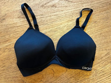 DKNY Black Logo SMALL Lightly Lined Bralette Bra Adjustable NWOT 
