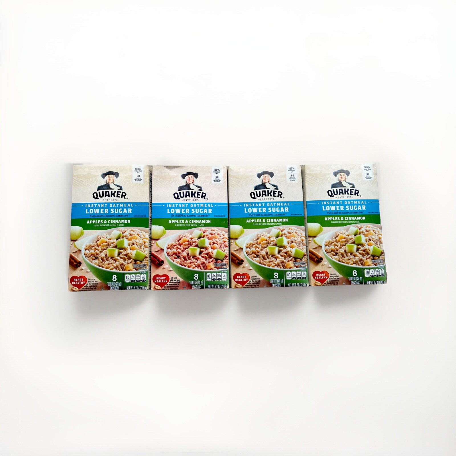 4-Pack Quaker Instant Breakfast Oatmeal, Lower Sugar, Apples & Cinnamon.