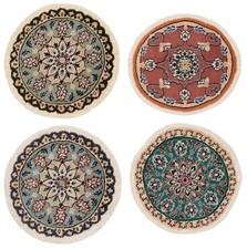 Nain 9la 4PCs Annodato a Mano Tappeto Persiano Ø: 46 cm-Orient Tappeto Rotondo