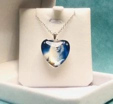 Beautiful White Lion King Heart Pendant Necklace Love Charm Jewelry Accessories