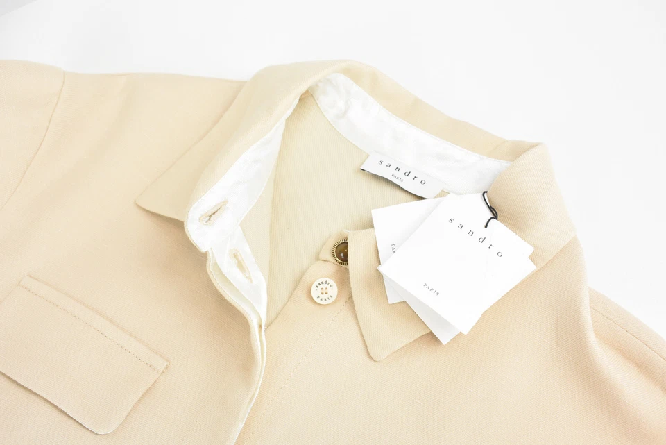 Sandro Uno Overall Damen (Eu) 40 Leinen Mischung Langärmelig Plissiert Taschen - Bild 4 von 4