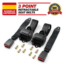 2X Für VW T4 T5 3 Punkt Automatikgurt Sicherheitsgurt 3.6M Gurtpeitsche Schwarz