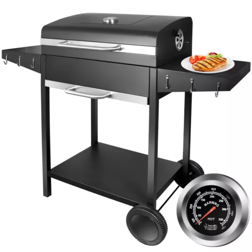 Grillwagen Holzkohlegrill Mit Deckel Temperaturanzeige Gartengrill Party Grill