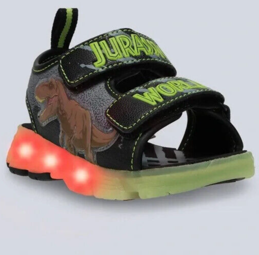 New Jurassic World Toddler Sandals Light Footwear Gray Green Black Hook & Strap