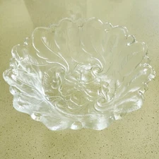 Vintage Indiana Glass Serving Bowl for Fruit Salad Pasta Clear Wild Rose 9 1/4" 