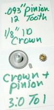 3 to 1 Slot Car Crown  Pinion Gear Set Gar-Vic 701 .093" Armature 48 Pitch NOS