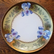 Antique Reinhold Schlegelmilch R S Germany Floral Plate Wide Gold Trim Style 9"