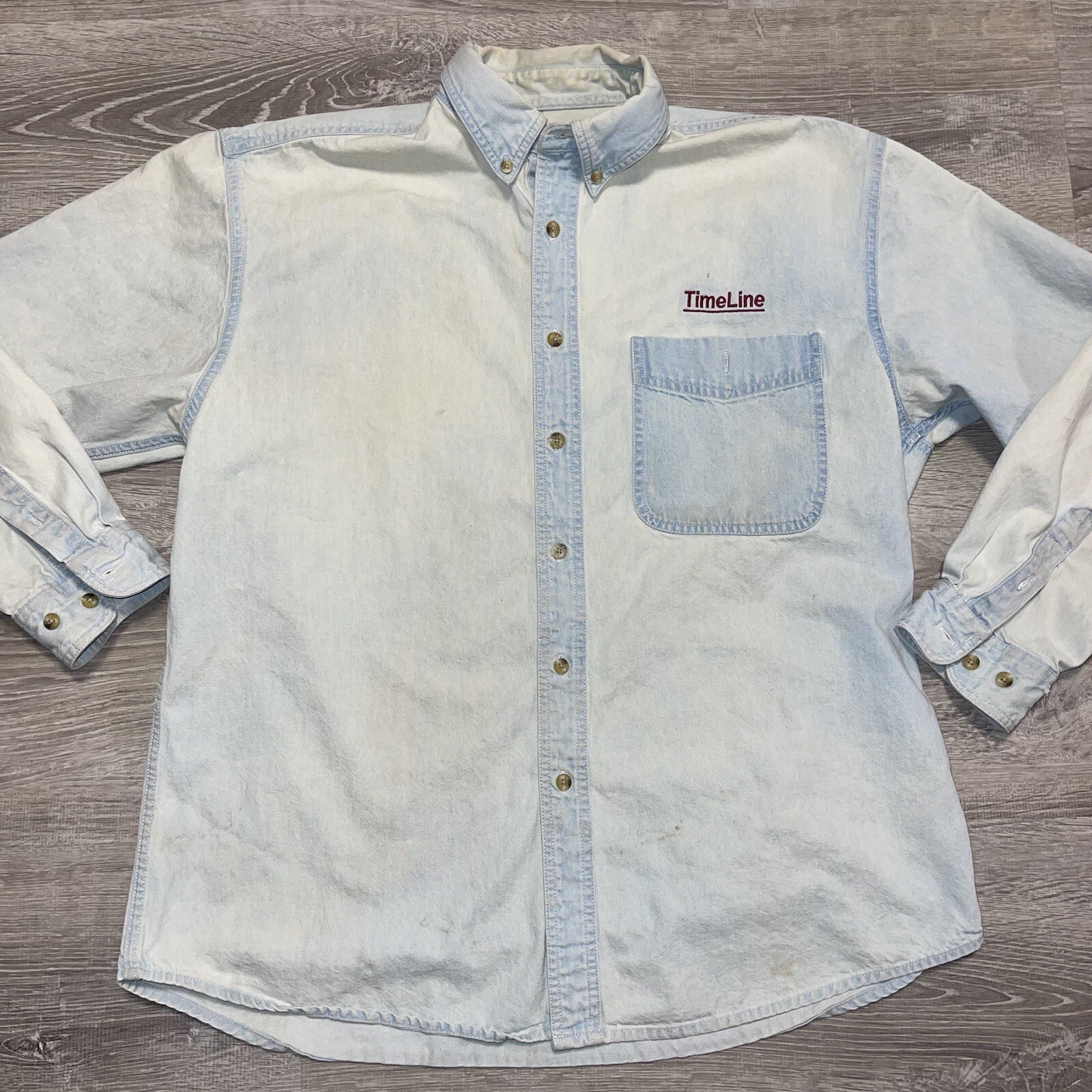 Vintage Lee Denim Shirt for Men Size L Faded Distressed Long Sleeve