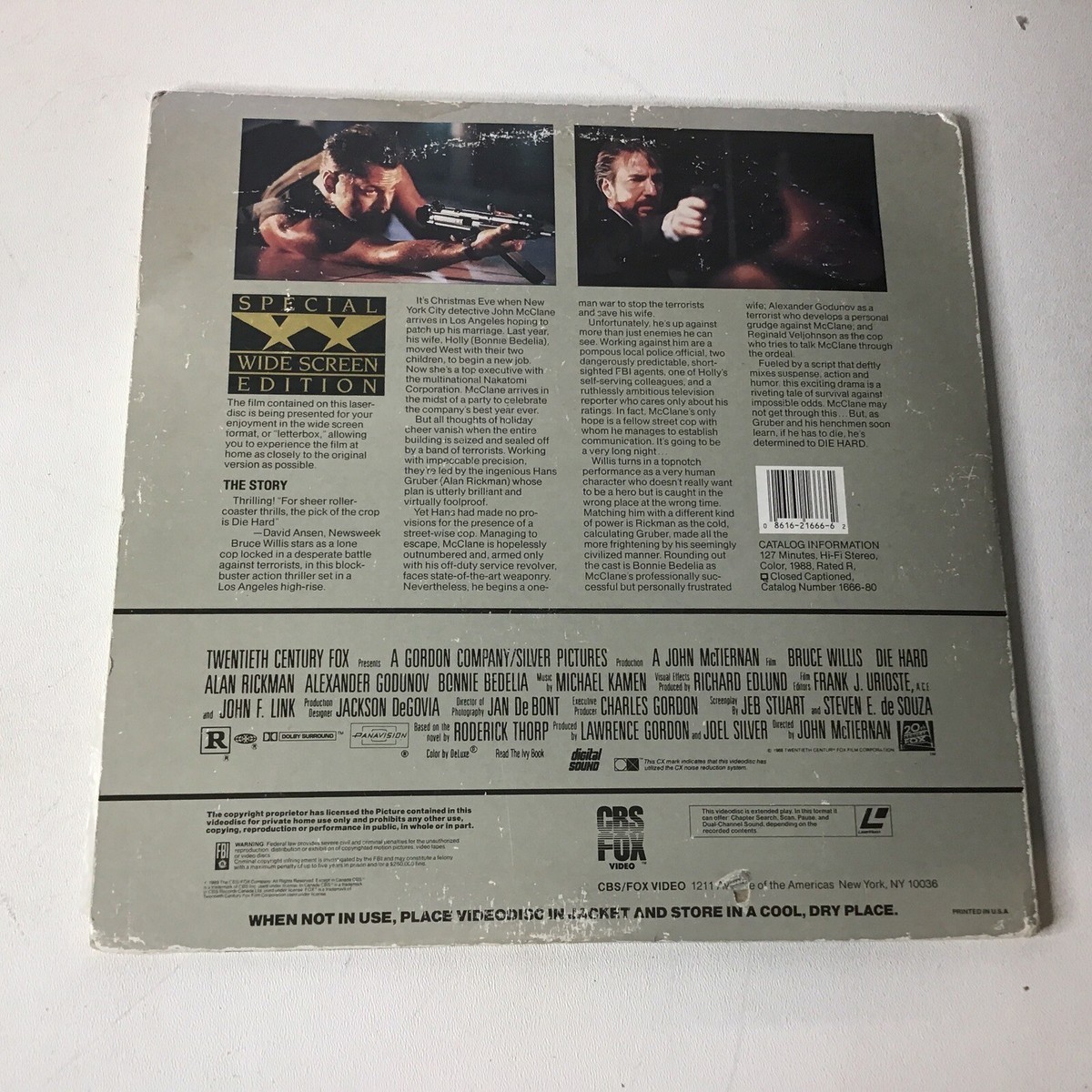 DIE HARD Laserdisc Special WIDESCREEN Edition Bruce Willis,Alan
