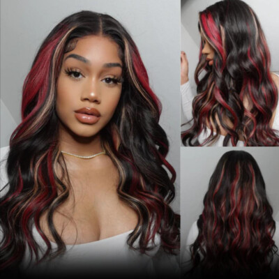 SINGLE LADY ? ONYX| LONG AUBURN RED OMBRÉ LACE FRONT WIG Rebecca Fashion Straight Wigs Ombre Burgundy Red 13x4 Lace  main image 3