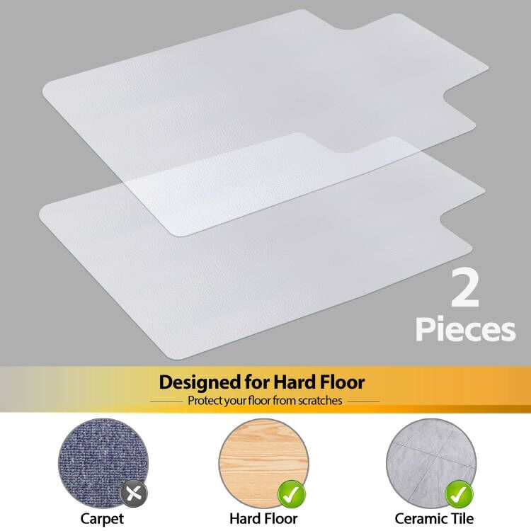 2PCS PVC Plastic Chair Mat Protecttion Floor Mat Thickness