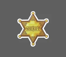 Sheriff Badge Sticker Star Waterproof Outlaw Western Gift Movie Book NEW