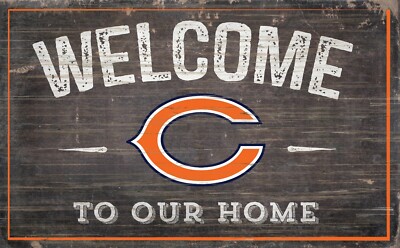 Chicago Bears Welcome to our Home Large Wood Sign - 11'' x 19''  Wall Decor Gift
