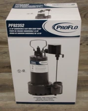 NEW PROFLO PF92352 1/3 Hp Cast Iron Submersible Sump Pump With Side Discharge