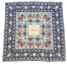 Vintage Retro 70s 80s Silky Polyester Renaissance Floral Scarf - Made in Japan