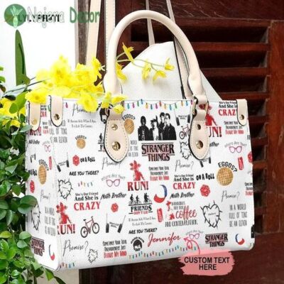 Personalized Leather Handbag Women, Stylish stranger things 2 leather hand bag g