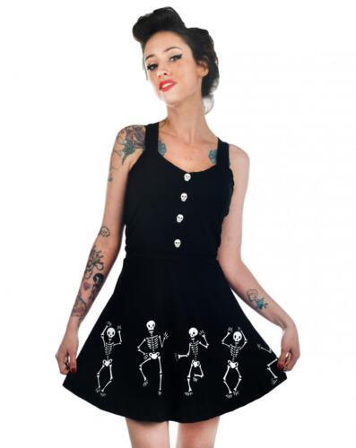 TOO FAST DANCING SKELETONS DOROTHY DRESS COCKTAIL SKULL PUNK ROCK GOTHIC  S-2XL - Picture 1 of 4