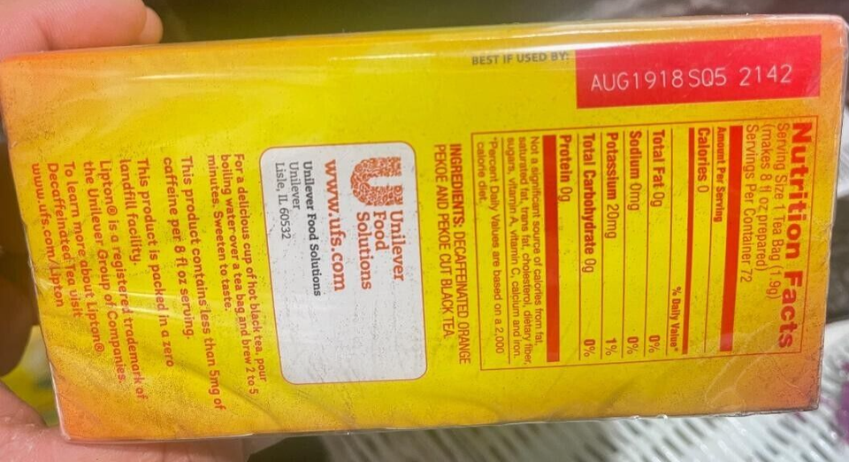 Lipton Tea Bags Decaffeinated 72/Box(Z18) eBay