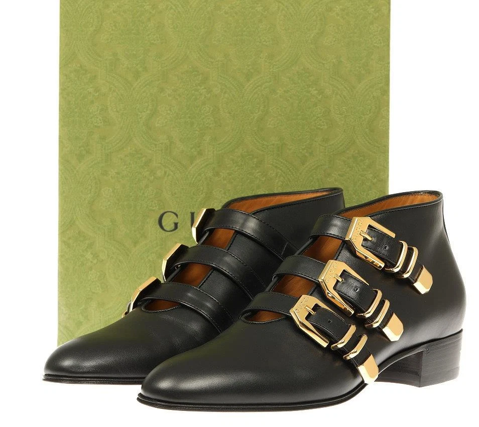 Gucci buckle boots hotsell