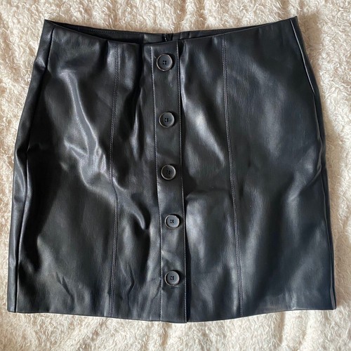 Bear Black Faux Leather Skirt UK 