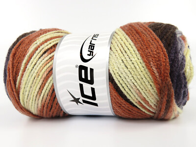 4-Skein Lot Ambiance Yarn Medium Acrylic 4x100g/200m Brown Grey Blue Copper Pink