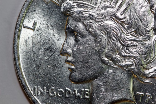 1923-D Mint State 360 Degree Die Crack Ob MS 90% Silver Peace Dollar (PDX1277) - Picture 6 of 8