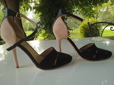 Superbes escarpins noir beige cuir? daim Zara P 37 - Photo 1/4