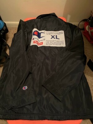 Supreme® Champion® Label Coaches Jacket BLACK Size XL New FW18 