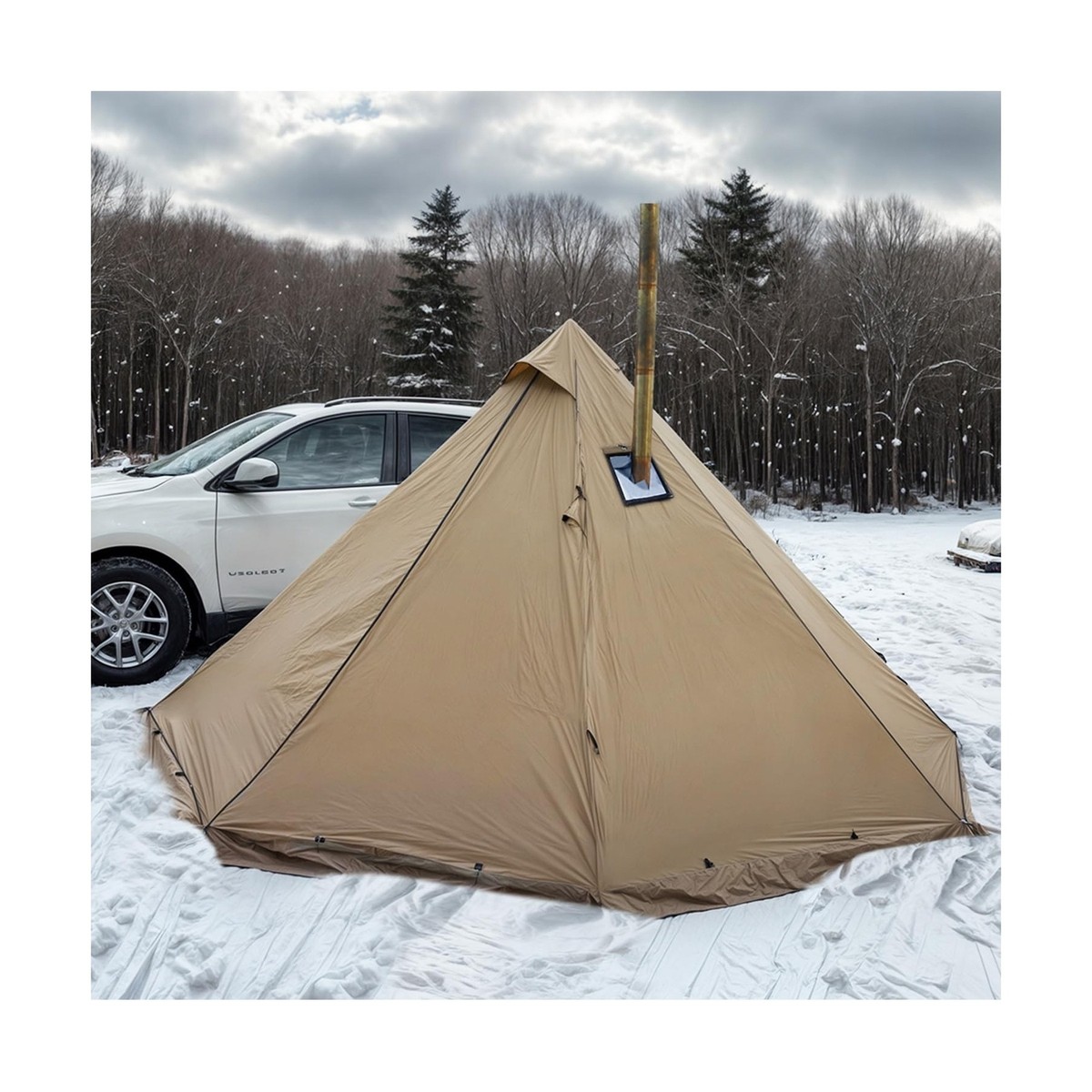 Camping Hot Tent with Wood Stove Jack Winter Teepee Tent 4 Season