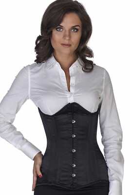 Korsett Corsage Schwarz Satin lang normal geschwungen sn00