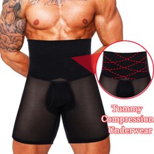 Mens Compression Boxer Tummy Slimming Shorts Underwear Body Shaper Waist Trainer