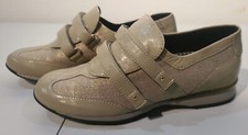 AETREX ANNA SZ 5 MED TAUPE LEATHER/TEXTILE SHOES/MOZAIC INSOLES EUC/HOOK LOOP