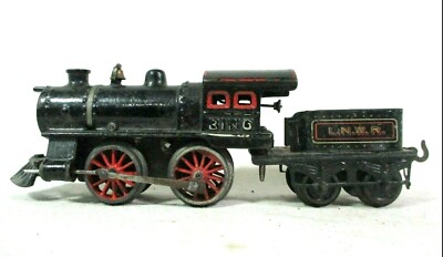 Bing 1012 0-4-0 Clockwork Steam Locomotive and Coal Tender Model Railway B69-17