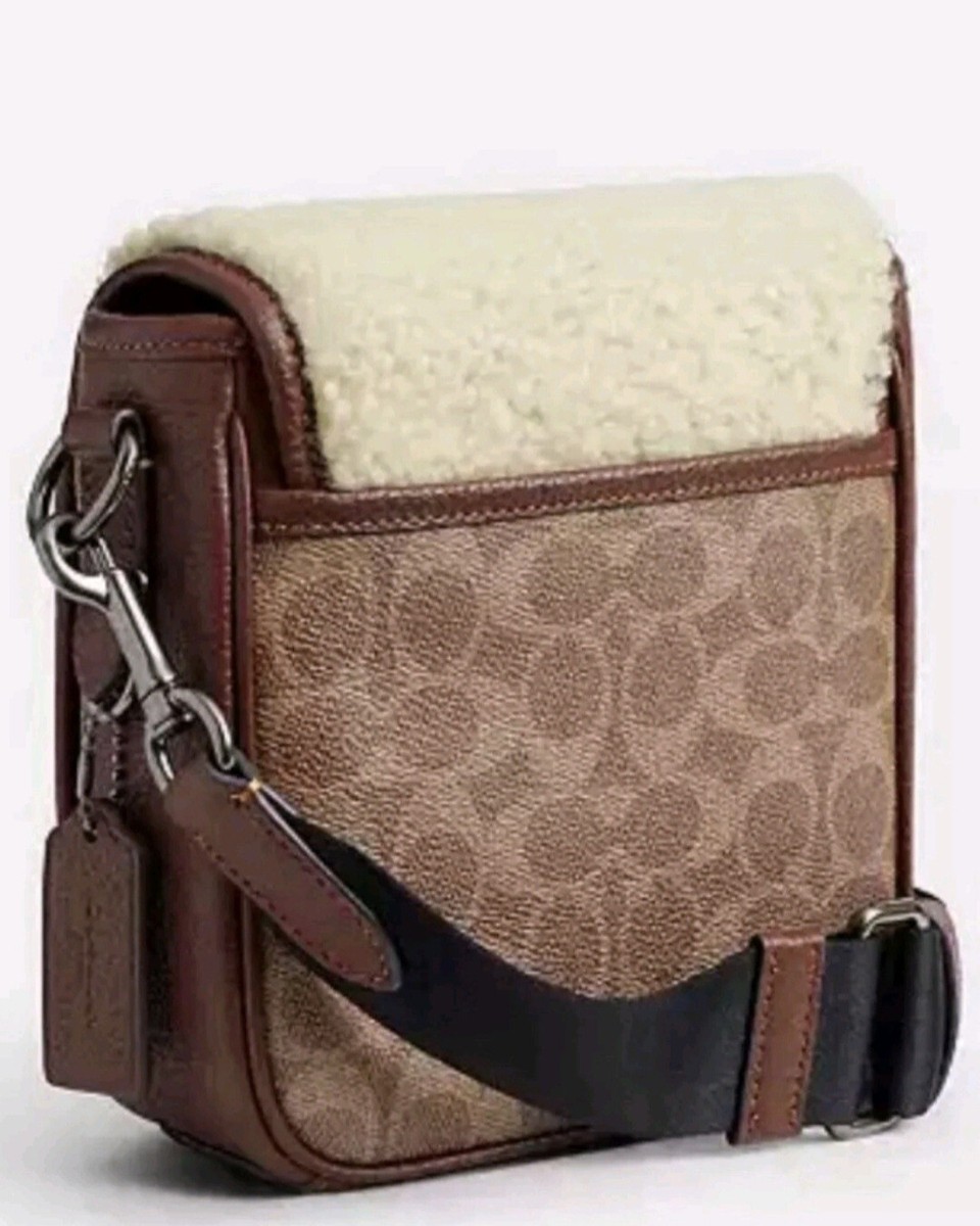 Coach Gunmetal Zip Top Signature Canvas & Leather Shoulder