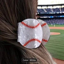 Acrylic Baseball Hair Claw Ponytail Hair Clip. Fun Design