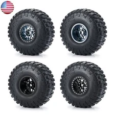 4PCS SCX10 Metal Wheel Rims Rubber Tires Kit for 1/10 RC Crawler Car Axial SCX10