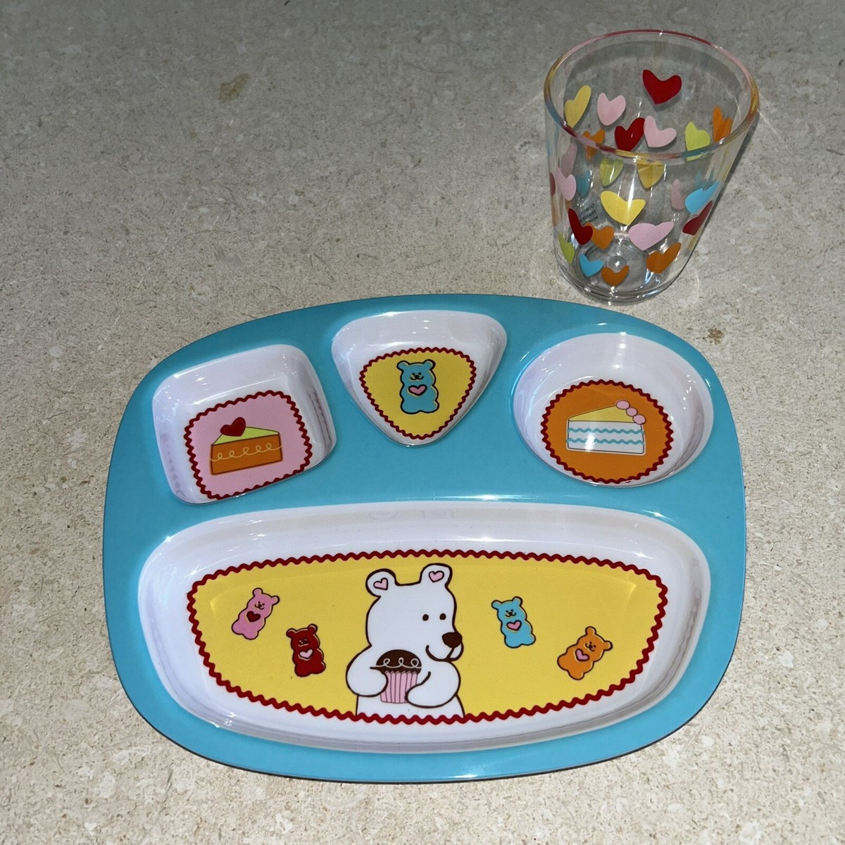 New Vintage Target Plastic Sweets Kids Plate cup Set