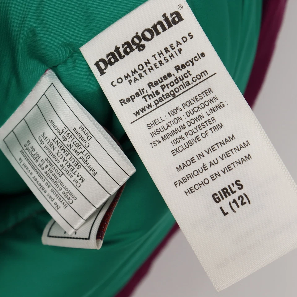 Chaleco Suéter de Plumón Patagonia para Niñas Talla L (12) Berry Puffer Chaqueta Sin Mangas Foto 4 de 4