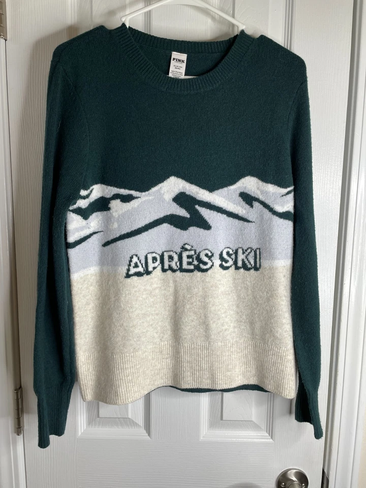 Suéter Pullover Victoria Secret Rosa Apres Esquí Talla XS Verde/Blanco Foto 2 de 4