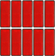 10 Pack Red Self Adhesive Rectangle Reflectors, E11 Approval Road Safety Stick-O