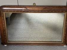 Victorian Walnut Over mantle  Mirror circa 1880 with marquetry inlay